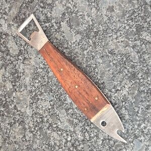 Wood and Metal Fish Shaped Bottle Opener - Vintage
